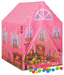 Tenda de brincar infantil com 250 bolas 69x94x104 cm rosa
