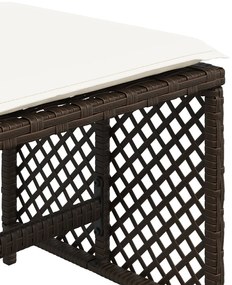 Bancos jardim com almofadões 4 pcs 41x41x36 cm vime PE castanho