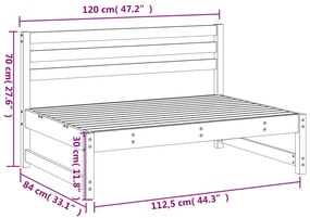 Sofá de centro para jardim 120x80 cm madeira de pinho maciça