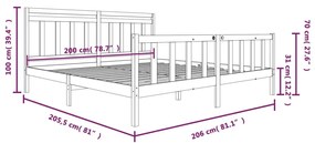 Estrutura de cama 200x200 cm madeira maciça preto