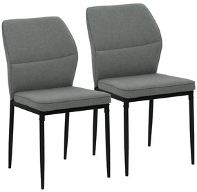 HOMCOM Conjunto de 2 Cadeiras de Jantar Modernas Cadeiras de Cozinha com Assento Acolchoado e Estofado Encosto Curvo 45x57x86 cm Cinzento