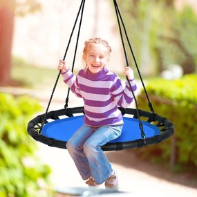 Baloiço Infantil Crianças redondo 100 cm com Altura ajustável 100-160 cm para Jardim e Árvores e Azul