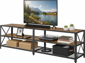 Móvel TV baixo com estrutura em aço, 178 x 39 x 52 cm com espaço de arrumação castanho-preto