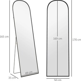 Espelho de Pé Ellen – 50x170 cm – Estrutura de Alumínio Preto e Vidro