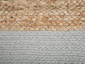 Pufe em algodão cinzento claro e juta cor natural ⌀ 46 cm DALAMA Beliani