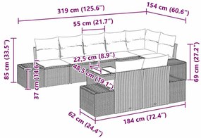 Conjunto de Sofás para Jardim de 9 Peças com Almofadas Bege em Rattan