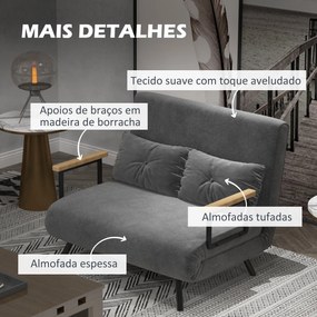 HOMCOM Sofá Cama Sofá Convertível em Cama de 2 Lugares Dobrável com En