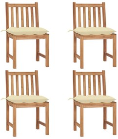 vidaXL Cadeiras de jardim c/ almofadões 4 pcs madeira de teca maciça