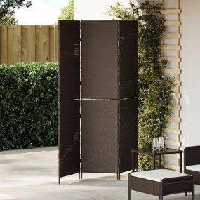 Divisória de Ambiente VidaXL 3 Painéis Dobrável Castanho 146x180 cm Polirattan
