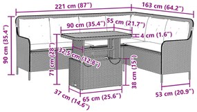 2 pcs conjunto sofás de jardim com almofadões vime PE preto