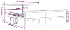 Estrutura de cama 180x200 cm pinho maciço