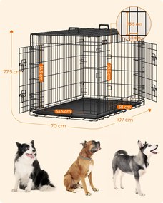 Gaiola XL para cães com 2 portas 106 x 77,5 x 70 cm preto