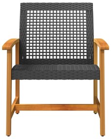 Cadeiras de jardim 2 pcs vime PE/madeira de acácia maciça preto