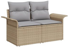 Conjunto de Sofás de Jardim com Almofadas Bege Rattan Polipropileno