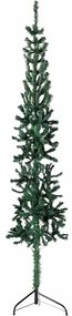 Meia árvore de Natal fina com suporte 240 cm verde
