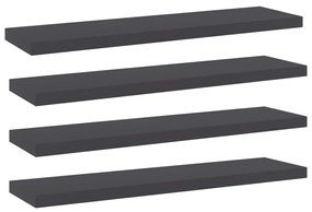 vidaXL Prateleiras para estante 4 pcs 40x10x1,5cm contraplacado cinza