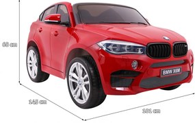 Carro elétrico para Crianças BMW X6M XXL 12V Rodas Espuma EVA, Assento couro ecológico Vermelho Pintado