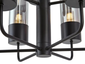 Lustre moderno preto com vidro fumado 9-luzes - Laura Moderno