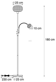 Candeeiro de pé de design latão com vidro âmbar 2 luzes - Brianna Design