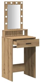 Mesa de Maquiagem vidaXL com Luzes LED Carvalho Artisan 50x41x140 cm