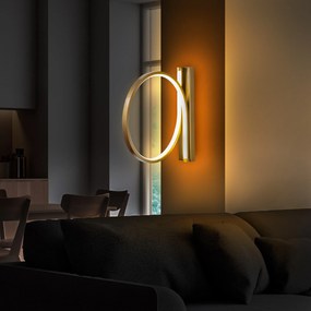 Candeeiro de Parede Halka – Dourado – Diâmetro: 30 cm, Profundidade: 5