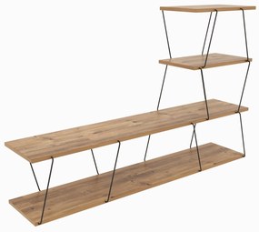 Conjunto de Mobiliário de Sala Basak – Pinho Atlântico Preto – TV Stan