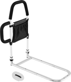 Grade de segurança para cama com corrimão duplo de bolso e cinta de fixação Carga 136 kg 61 x 40 x 64 cm Branco