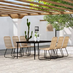 vidaXL 7 pcs conjunto de jantar para jardim cor de carvalho
