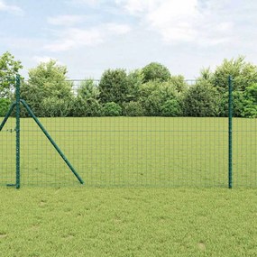 Postes de Cerca vidaXL 26 pcs Verde Ø32 mm 150 cm Aço Galvanizado