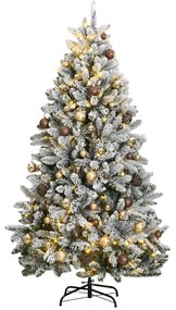 3210138 vidaXL Árvore Natal artificial articulada c/ 300 luzes LED+bolas 180cm