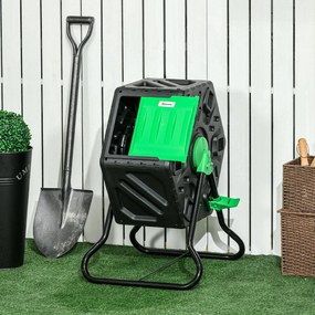Compostor Giratório de 65L Recipiente de Compostagem de Jardim com Câm