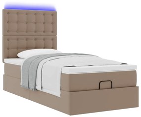 Estrutura de cama otomana com colchão cappucino 90x200 cm