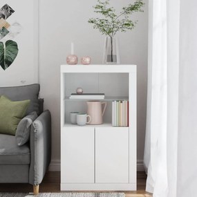 Armário de apoio com luzes LED derivados de madeira branco