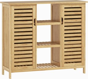 HOMCOM Sapateira de Bambu em Ripas com Prateleiras e Compartimentos Abertos para 9 Pares de Sapatos 100x33x86 cm Madeira | Aosom Portugal