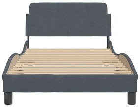 Estrutura de cama sem colchão 100x200 cm veludo cinzento-escuro