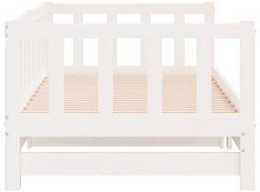 Sofá-cama com gavetão 90x190 cm madeira de pinho maciça branco