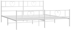 Estrutura de cama com cabeceira e pés 183x213 cm metal branco