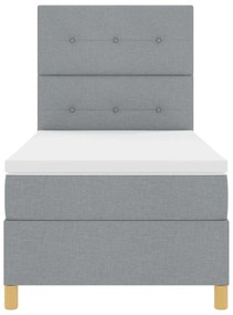 Cama Box Spring com Colchão Cinza Claro 80x200 cm Tecido