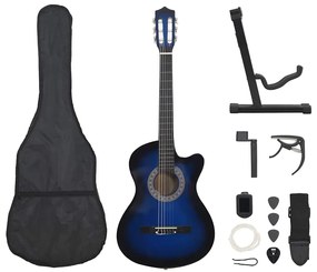 12 pcs conjunto de guitarra clássica com 6 cordas 38" azul
