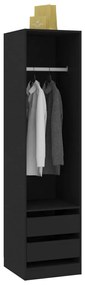 Roupeiro com gavetas 50x50x200 cm derivados de madeira preto