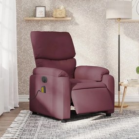 vidaXL Poltrona reclinável de massagens elétrica tecido roxo