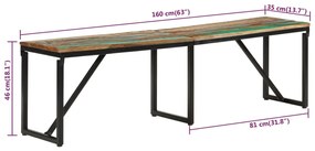 Banco 160x35x46 cm madeira recuperada maciça