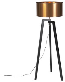 Candeeiro de pé preto com abajur de cobre 50 cm - Puros Country / Rústico,Moderno