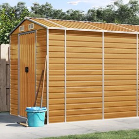 vidaXL Abrigo de jardim 191x810x198 cm aço galvanizado castanho-claro