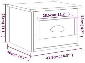 Mesa de cabeceira de parede 41,5x36x28 cm branco