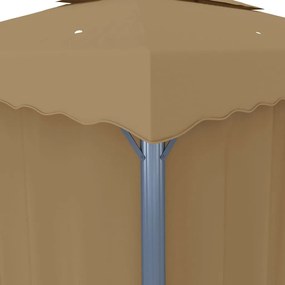 Gazebo com cortina 4x3 m alumínio cinzento-acastanhado