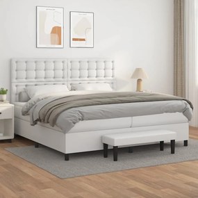 vidaXL Cama com molas/colchão 200x200 cm couro artificial branco