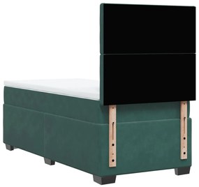 Cama com molas/colchão 80x200 cm veludo verde-escuro