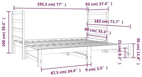 Estrutura sofá-cama de puxar 2x(90x190) cm pinho maciço