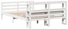 Estrutura de cama c/ cabeceira 150x200 cm pinho maciço branco